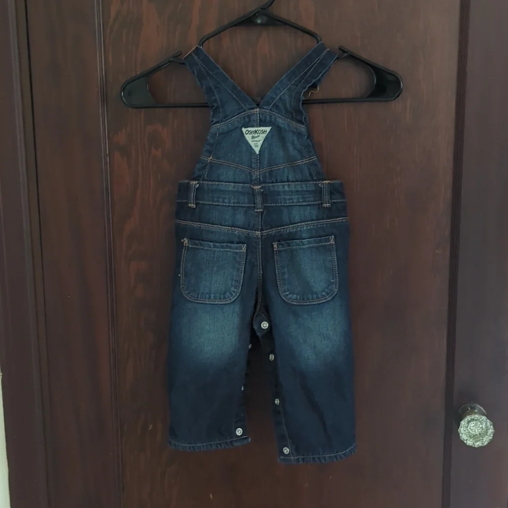 Oshkosh B'Gosh Fleece Lined Denim Overalls Size 12 Month